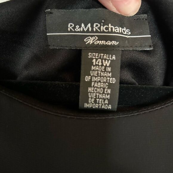 R&M Richards Knee-Length Dress w Sequined Sheer Draped Asymmetrical  Poncho 14W - Picture 7 of 11